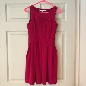 LC Lauren Conrad pink bow pleated mini dress